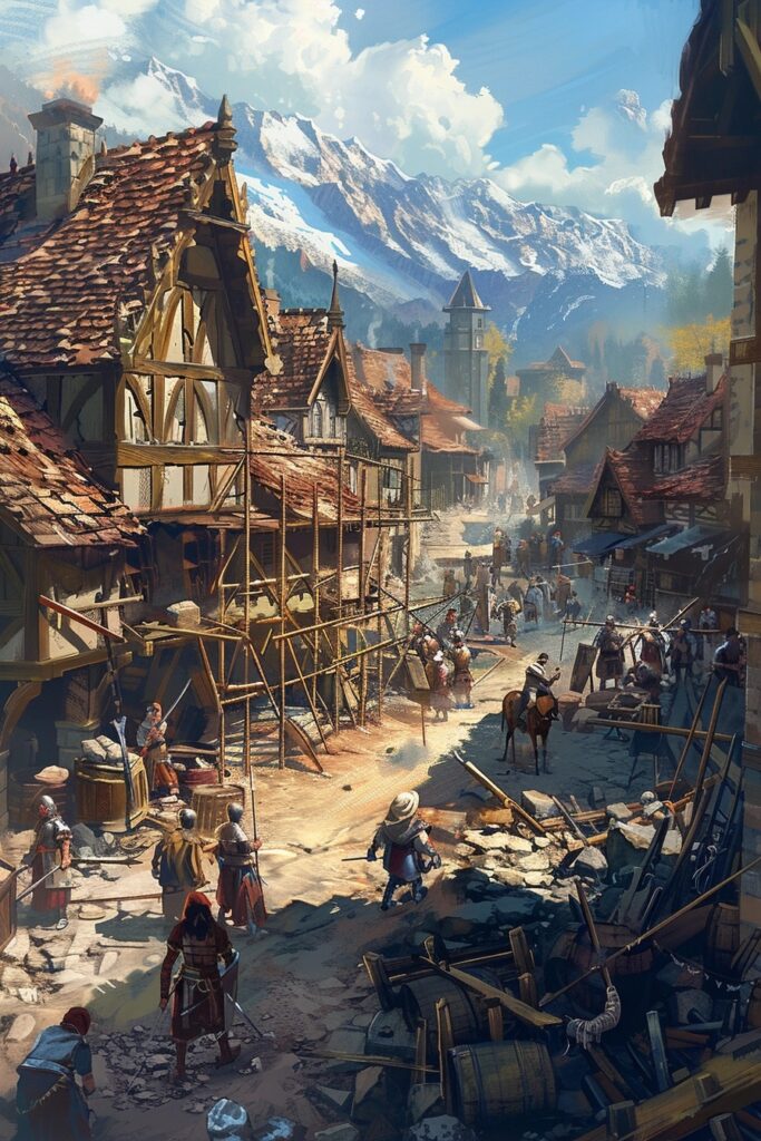 a medieval town under construction